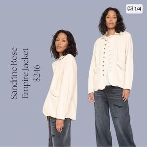 NWT Free People x Sandrine Rose Empire Cream Jacket, Off White, Small